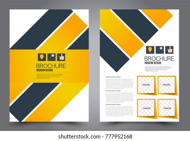 Business flyer design template. Abstract vector background. A4 brochure concept. Yellow color.