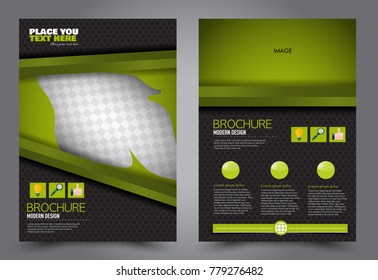 Business flyer design template. Abstract vector background. A4 brochure concept. Black and green color.
