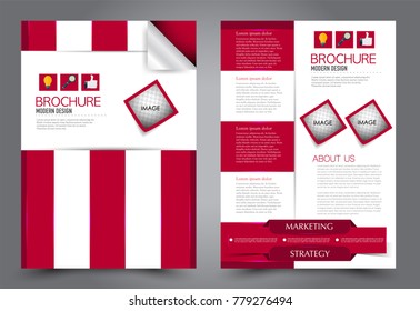 Business flyer design template. Abstract vector background. A4 brochure concept. Red color.