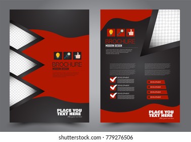 Business flyer design template. Abstract vector background. A4 brochure concept. Black and red color.