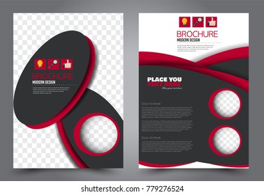 Business flyer design template. Abstract vector background. A4 brochure concept. Black and red color.