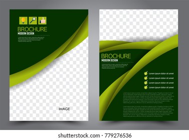 Business flyer design template. Abstract vector background. A4 brochure concept. Green color.