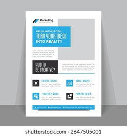 Business Flyer Design, Template, conception de Bannière avec des coups de brosse abstraits et texture demi-teinte.
