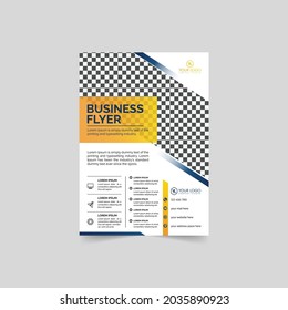 business flyer design template, modern company flyer, corporate flyer, annual report, brochure, presentations, magazine, page cover design element, vector background space for shape, a4 size editable