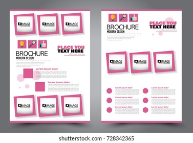 Business flyer design template stationary. Abstract vector background. A4 brochure concept. Pink color.
