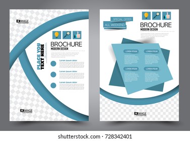 Business flyer design template stationary. Abstract vector background. A4 brochure concept. Blue color.