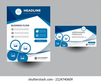 Business flyer Design, Web banner Blue Color  for business company, magazine, cover, FB Ad and poster template for all kinds of digital print, banner, poster