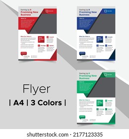 Business Flyer mit geometrischen Elementen in drei Farboptionen