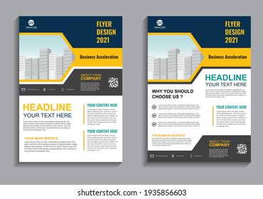 Business flyer layout template in A4  size. Modern Brochure template cover design, annual report, poster  with geometric and wavy  lines for business market on white background, vector illustration
