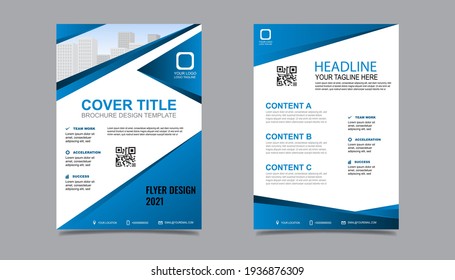 Business Flyer Layout Template In A4  Size. Modern Brochure Template Cover Design, Annual Report, Poster  With Geometric Lines For Business Market On White Background, Vector Illustration
