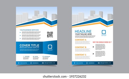 Business flyer layout template in A4  size. Modern Brochure template cover design, annual report, poster  with geometric lines for business market on white background, vector illustration
