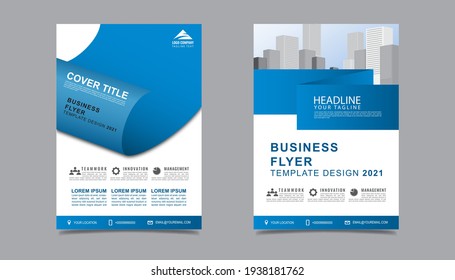 Business flyer layout template in A4  size. Modern Brochure template cover design, annual report, poster  with geometric lines for business market on white background, vector illustration

