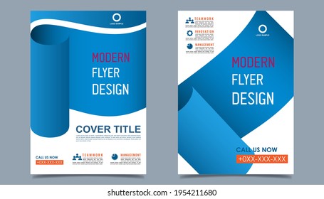 Business flyer layout template in A4  size. Modern Brochure template cover design, annual report, poster with wavy lines for business promotion on white background, vector illustration
