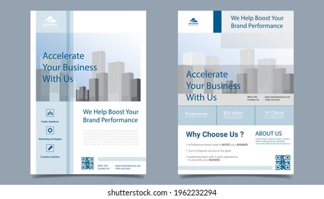 Business flyer layout template in A4  size. Modern Brochure corporate cover design, annual report, poster  with geometric shape and lines for business market on white background, vector illustration