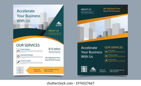 Business flyer layout template in A4  size. Modern Brochure template cover design, annual report, poster  with geometric and wavy  lines for business market on white background, vector illustration
