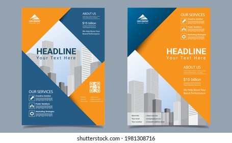 Layoutvorlage für Geschäftsflyer in A4-Größe. Modern Broschüren Titelgestaltung, Jahresbericht, Poster mit geometrischen und gewellten Linien für den Geschäftsmarkt auf weißem Hintergrund, Vektorgrafik
