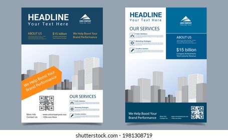 Business flyer layout template in A4  size. Modern Brochure template cover design, annual report, poster  with geometric and wavy  lines for business market on white background, vector illustration
