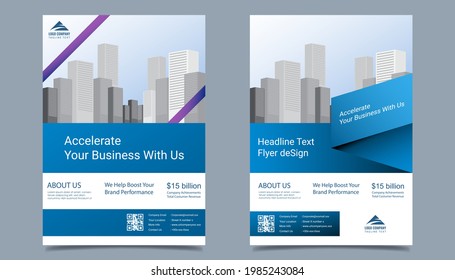 Business flyer layout template in A4  size. Modern Brochure corporate cover design, annual report, poster  with geometric shape and lines for business market on white background, vector illustration
