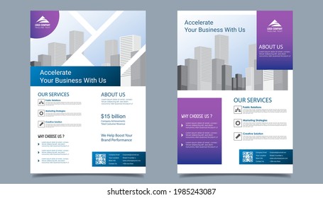 Business flyer layout template in A4  size. Modern Brochure corporate cover design, annual report, poster  with geometric shape and lines for business market on white background, vector illustration