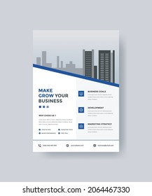 Business flyer layout template in A4 size. Modern brochure cover design. with blue color. for marketing, proposal, promotion, advertise. 