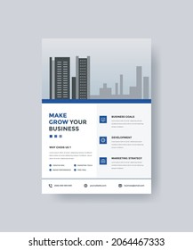 Business flyer layout template in A4 size. Modern brochure cover design. with blue color. for marketing, proposal, promotion, advertise. 