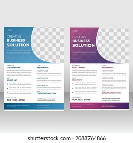 Business flyer layout template in A4 size Template vector design for Brochure, Annual Report, Magazine, Poster, Corporate Presentation, Portfolio, Flyer, layout with 2 color variation Easily editable