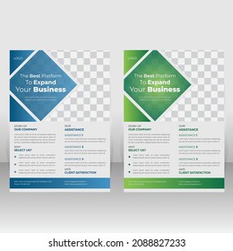 Business flyer layout template in A4 size Template vector design for Brochure, Annual Report, Magazine, Poster, Corporate Presentation, Portfolio, Flyer, layout with 2 color variation and eps file.