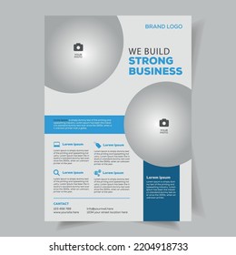 Business flyer layout template in A4 size. Modern Brochure template design, annual report, poster with geometric and wavy lines for business market on white background, vector illustration.