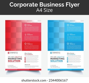 Layoutvorlage für Geschäftsflyer in A4-Größe. Modern Broschüre Titeldesign, Jahresbericht, Poster mit blauen Linien für die Unternehmensförderung auf weißem Hintergrund
