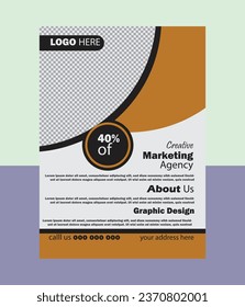 Business flyer layout template in A4 size. Modern Brochure template cover design, annual report, poster with geometric and wavy lines for business market on white background, vector illustration 