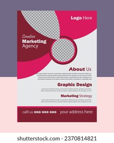 Business flyer layout template in A4 size. Modern Brochure template cover design, annual report, poster with geometric and wavy lines for business market on white background, vector illustration 