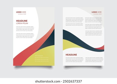 Business flyer layout template in A4 size. Modern Brochure template cover design, annual report, poster with geometric and wavy lines for business market on white background, vector illustration 