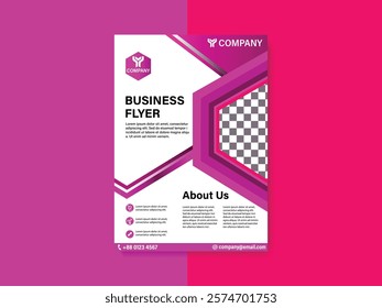 A business flyer with  pink colure