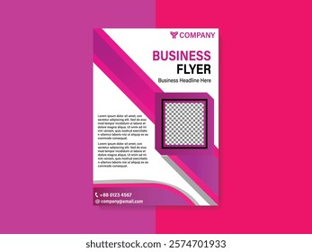 A business flyer with  pink colure