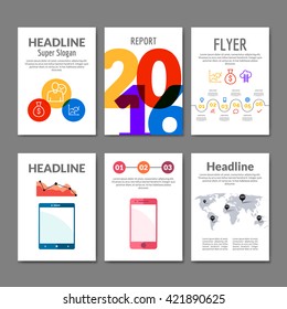 Business Flyer set. Brochure with infographics. Modern colorful design flyer templates. Mobile applications and Online Services Infographic.