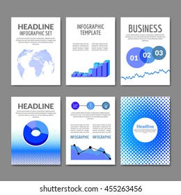 Business Flyer set. Brochure with infographics. Modern colorful design flyer templates. Mobile applications and Online Services Infographic.