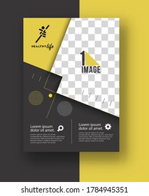 Business flyer with space of image & logo- Brochure magazine cover page & poster template, vector illustration.