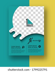 Volante de negocios con espacio de imagen y logotipo - Portada de la revista Brochure y plantilla de afiches, ilustración vectorial.