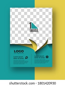 Business flyer with space of image & logo- Brochure magazine cover page & poster template, vector illustration.