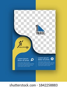 Business flyer with space of image & logo- Brochure magazine cover page & poster template, vector illustration.