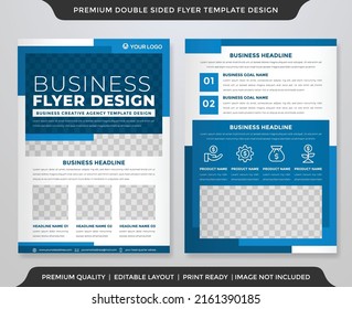 business flyer template with 2 pages layout use for corporate presentation