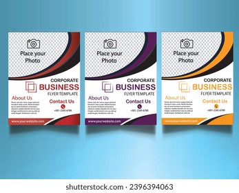 Business flyer template in 3 Colors set of premium style