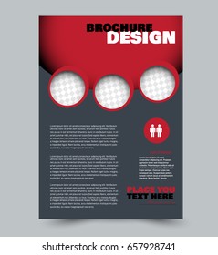 Business flyer template a4 size. Brochure design. Annual report cover. Vector illustration. Red color