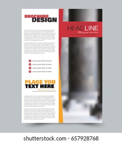 Business flyer template a4 size. Brochure design. Annual report cover. Vector illustration. Orange and red color