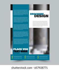 Business flyer template a4 size. Brochure design. Annual report cover. Vector illustration. Blue color