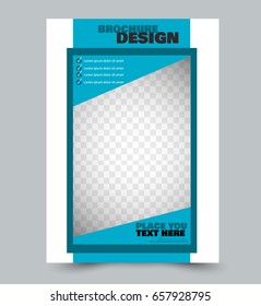 Business flyer template a4 size. Brochure design. Annual report cover. Vector illustration. Blue color
