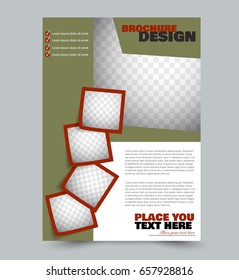 Business flyer template a4 size. Brochure design. Annual report cover. Vector illustration. Green color