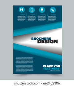 Business flyer template a4 size. Brochure design. Annual report cover. Vector illustration. Blue color.