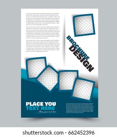 Business flyer template a4 size. Brochure design. Annual report cover. Vector illustration. Blue color.