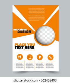 Business flyer template a4 size. Brochure design. Annual report cover. Vector illustration. Orange color.
